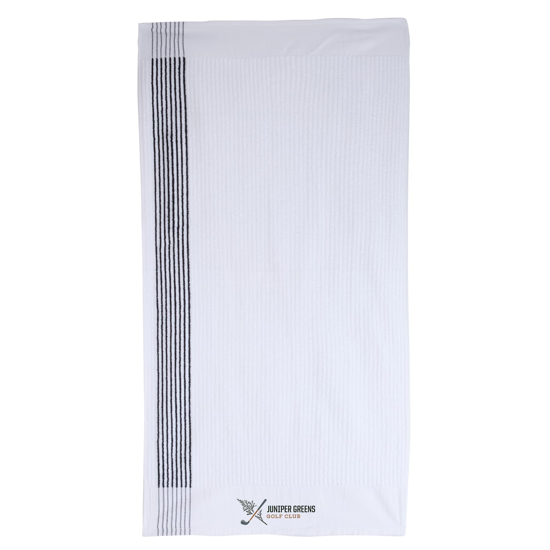Front View of Black 22" x 44" Caddy Golf Towel