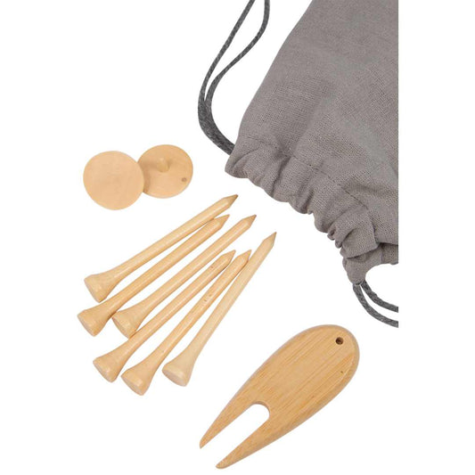 Gray Bamboo Golf Tee Set with Recycled Pouch