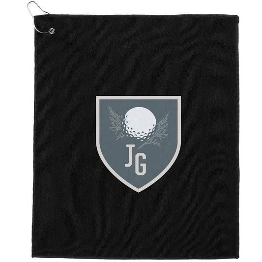 Front View of Black 15" x 18" Recycled 300g Terry Polyester Towel