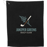 Front View of Black 15" x 18" Recycled 200g Microfiber Waffle Towel