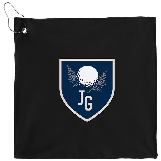 Front View of Black 12" x 12" Recycled 200g Microfiber Towel