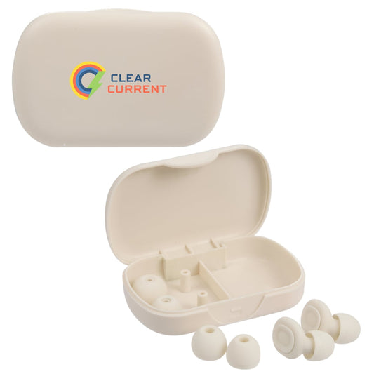 Front View of White Wellable™ Noise Reducing Ear Plugs