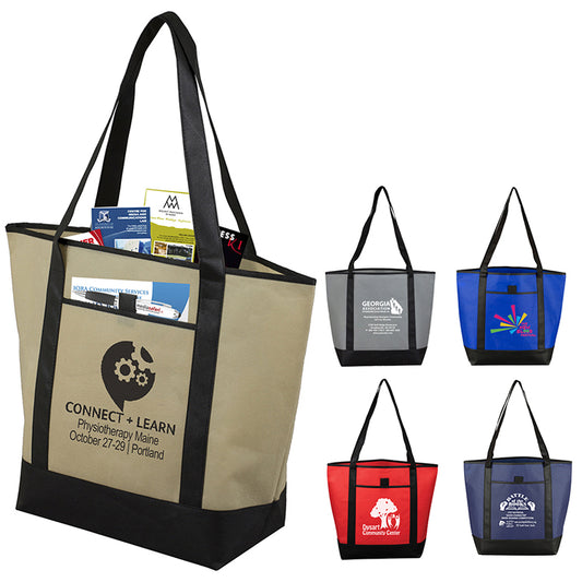 17-1/2"W x 13-1/2"H x 6"Gusset - "The CITY" Convention, Corporate, Travel and Beach Tote Bag
