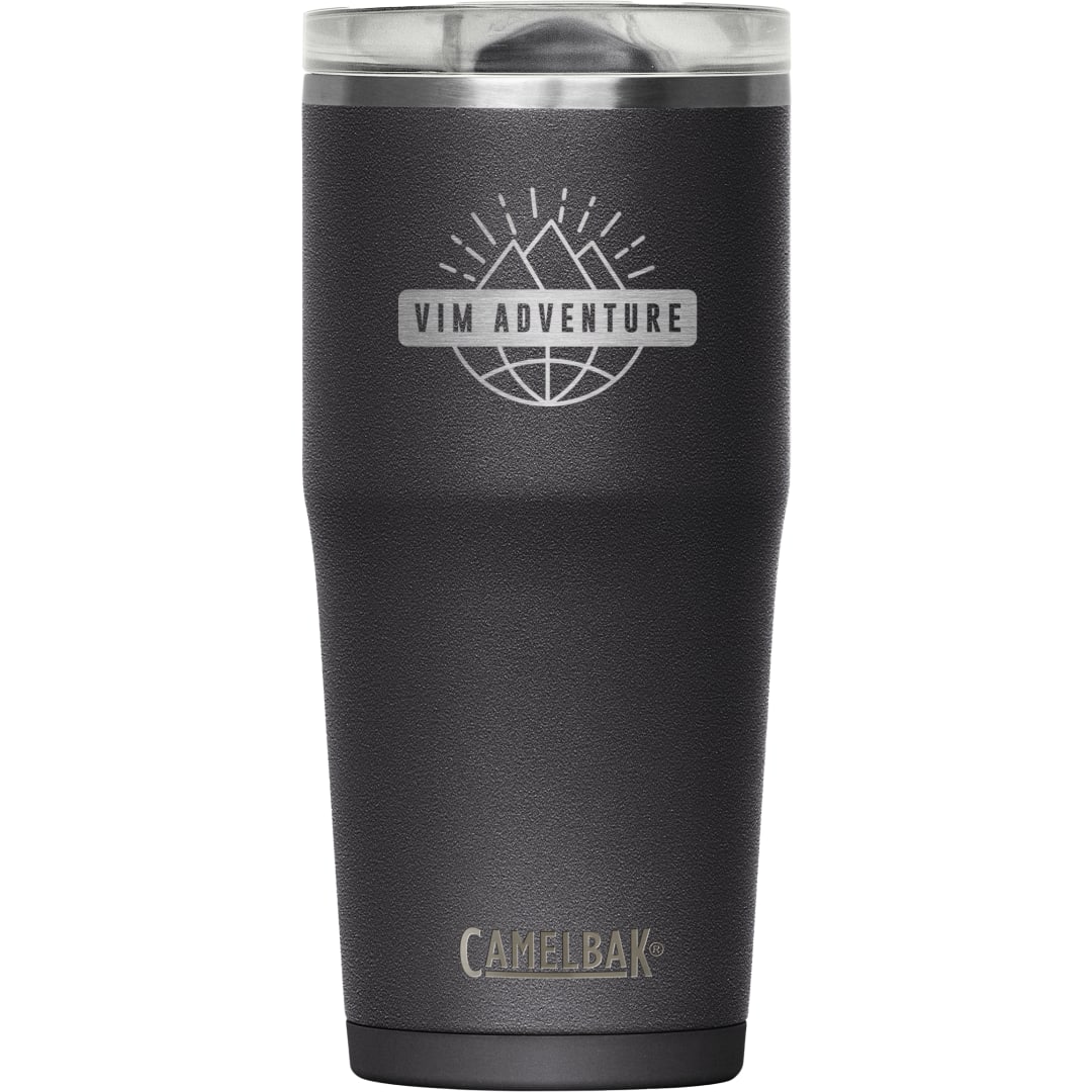 Front View of Black Camelbak Thrive Leakproof Tumbler 20oz