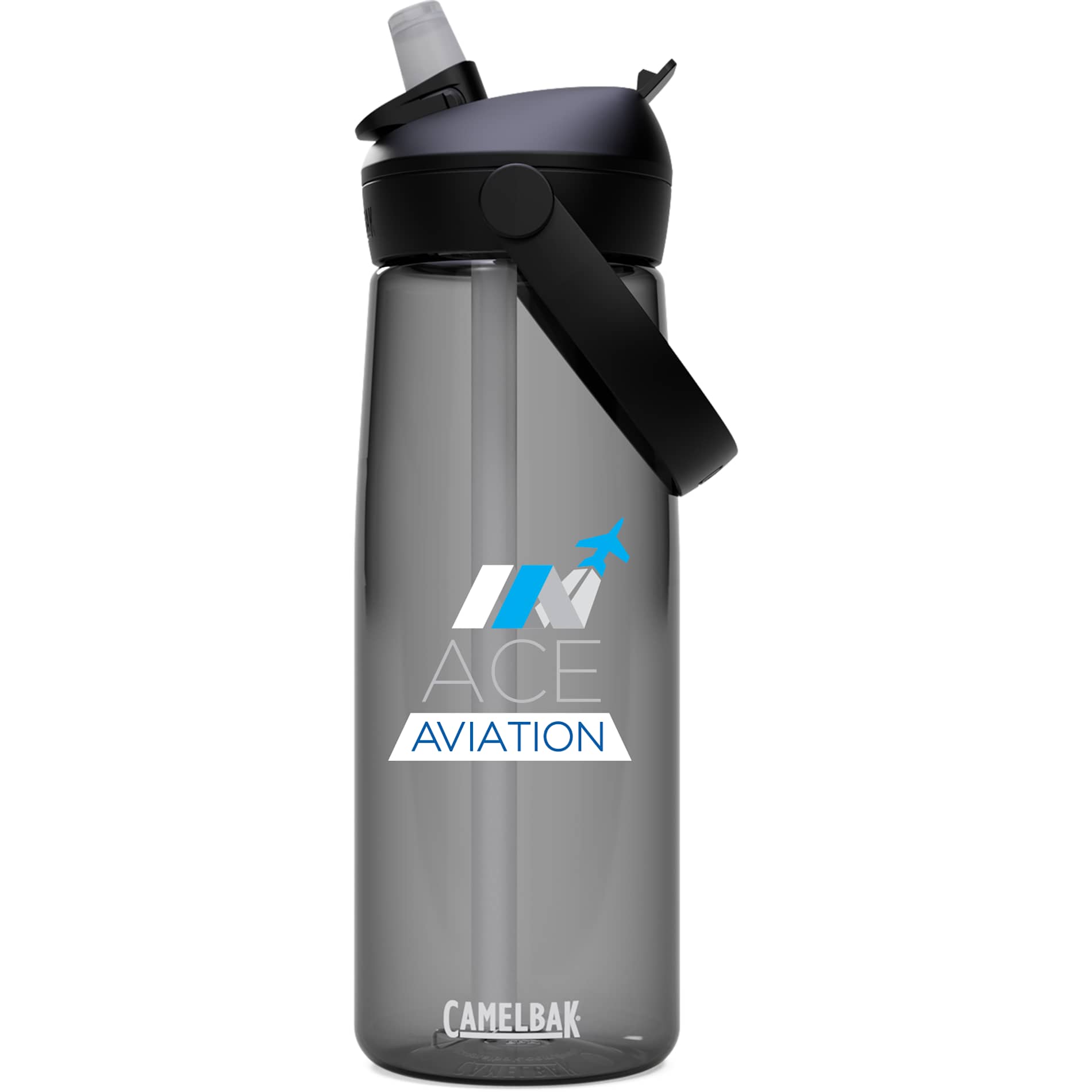 Front View of Gray CamelBak Thrive Flip Straw 25oz Bottle Tritan Rene