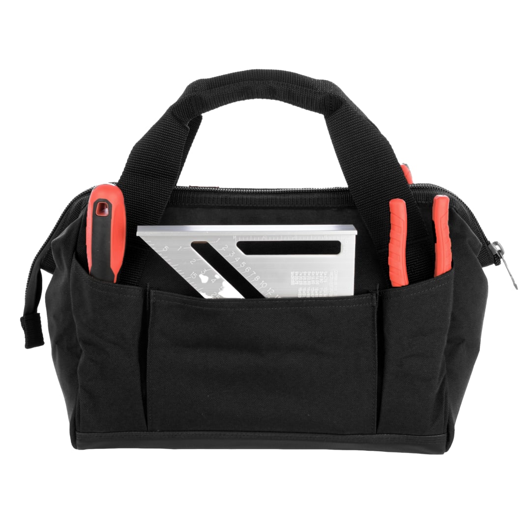 Rear View of Black Wolverine 13 inch 14 pocket Tool Bag