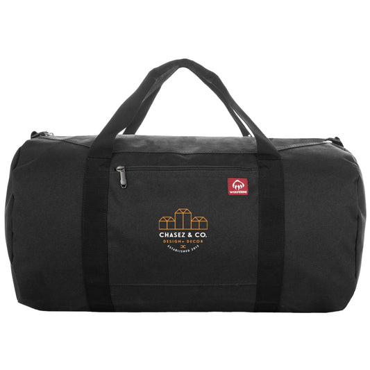 Front View of Black Wolverine 22" Center Zip Duffle