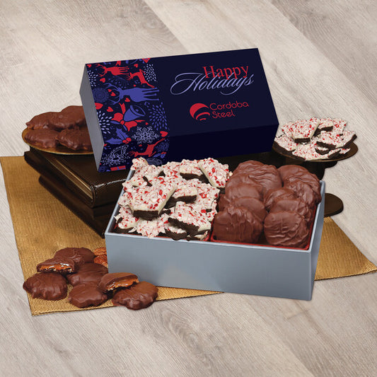 Pecan Clusters & Peppermint Bark in Gift Box with Full Color Sleeve