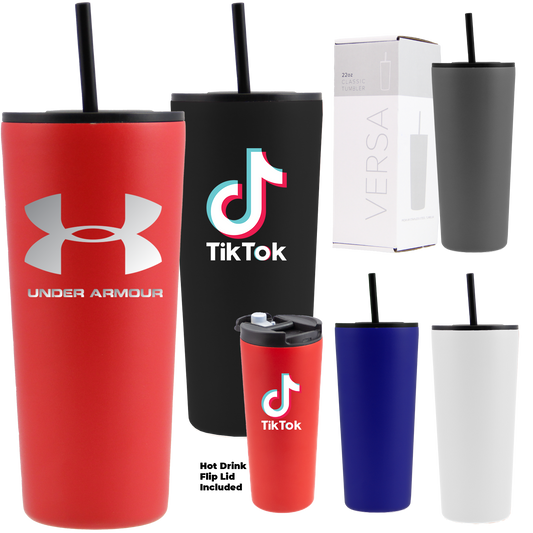 Black 22 Oz. Powder Coated Tumbler With Hot/cold Lid
