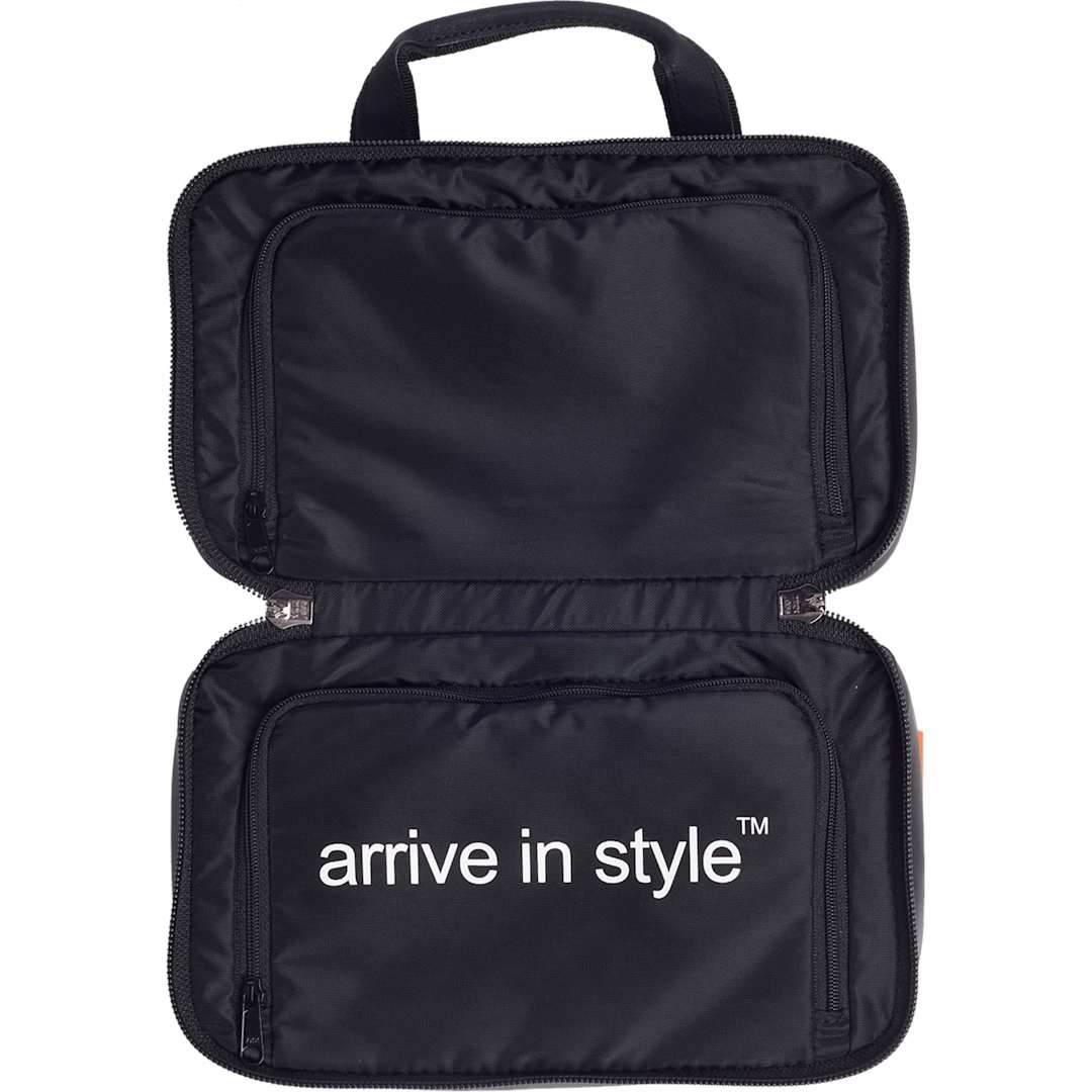 Front View of Black Stitch Dopp Kit