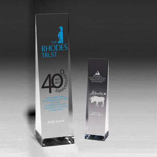Screen Printed Angeled Obelisk Award - 9 1/2"