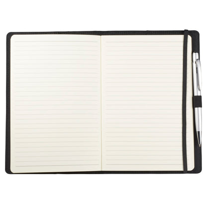 Front View of Black FSC® Mix 5.5 x 8.5 Walton Wireless Charging Journa