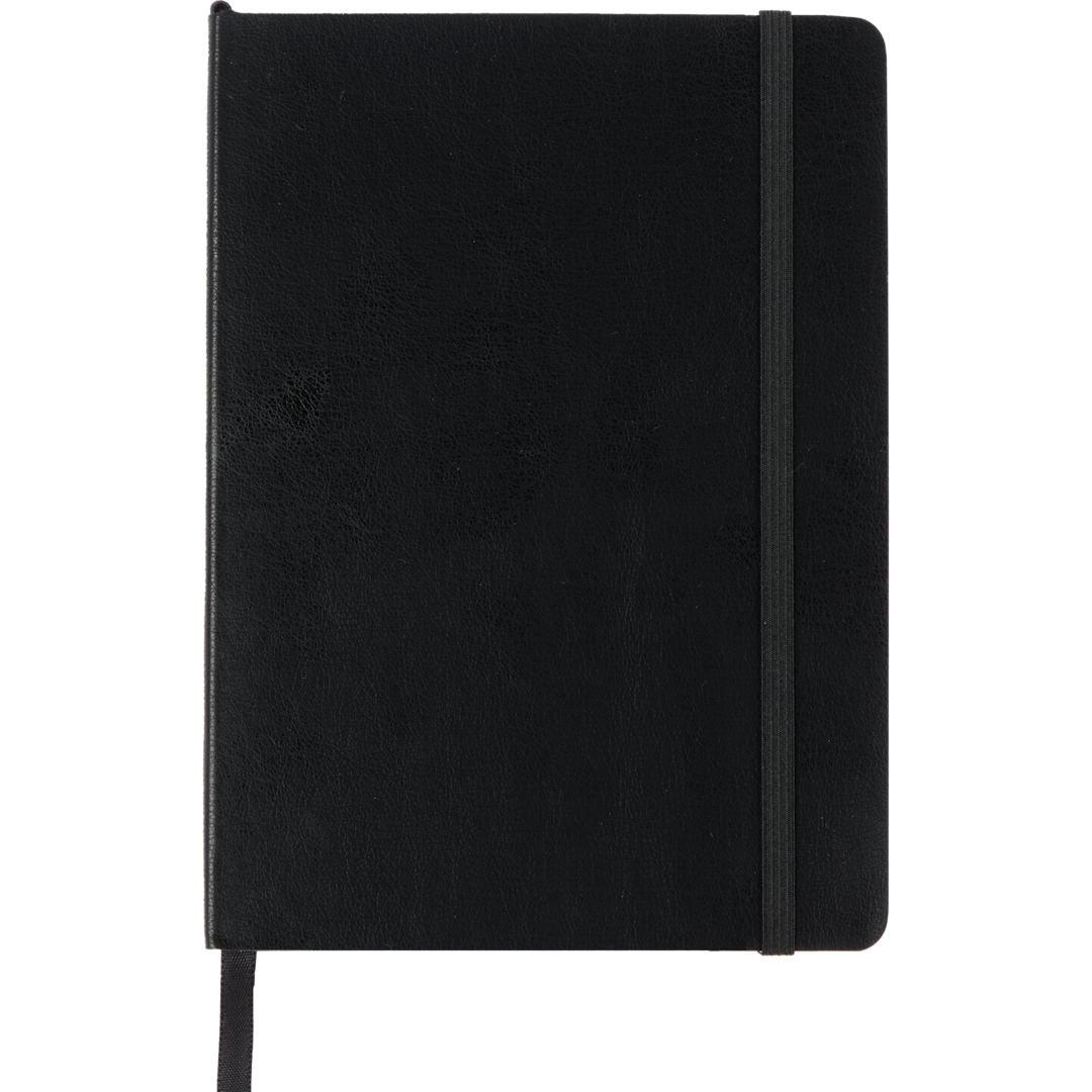 Front View of Black 5” x 7” FSC ® Recycled Morano Soft Bound Journal