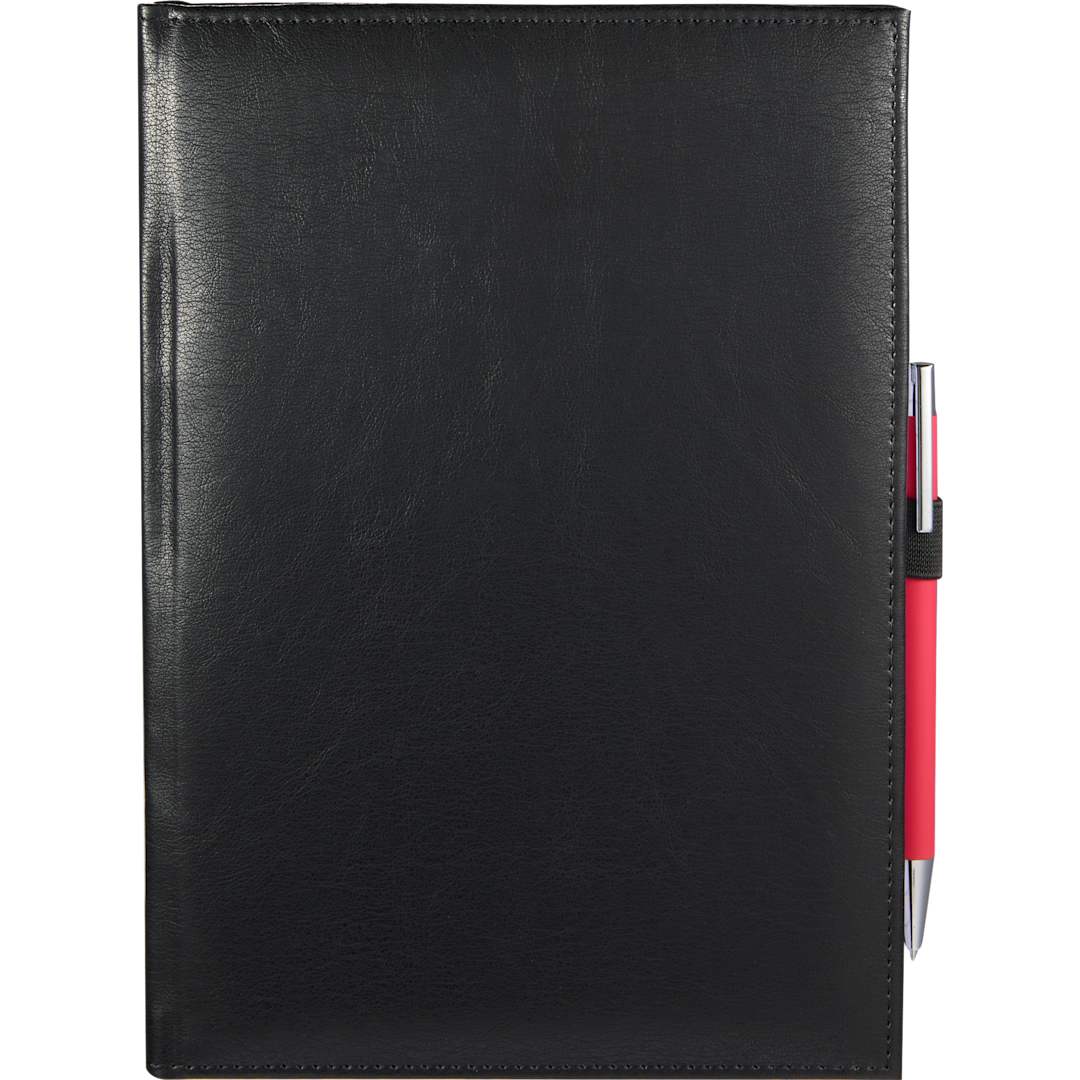 Front View of Black 7" x 10" FSC® Recycled Morano Large Journal