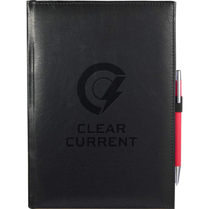 Front View of Black 7" x 10" FSC® Recycled Morano Large Journal