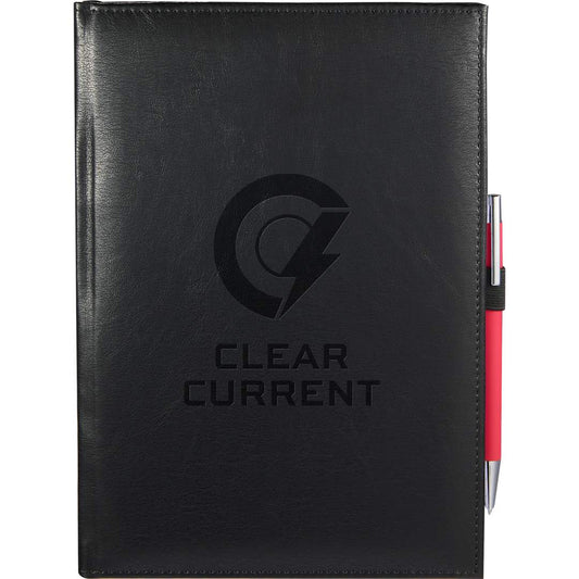 Front View of Black 7" x 10" FSC® Recycled Morano Large Journal