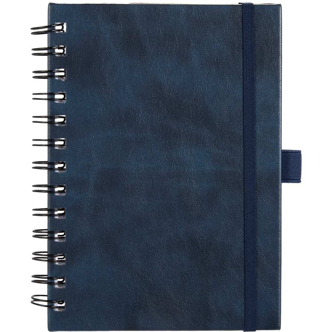Front View of Blue 5” x 7” FSC® Recycled Morano Spiral Journal