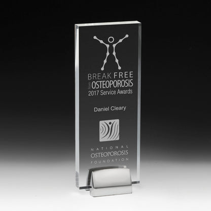 Rectangle Award w/ Chrome Base (3 1/2" x 9" x 3/4") - 4CP Imprint