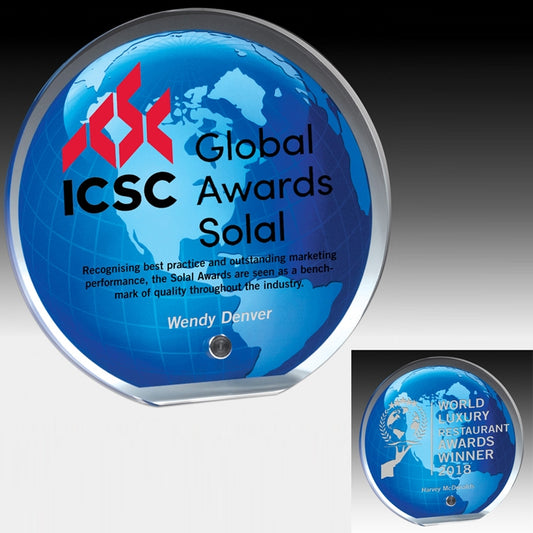 Screen Printed Globe Graphic Award - 5" Dia