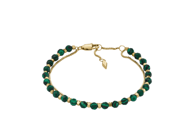 Fossil All Stacked Up Green Malachite Beaded Bracelet