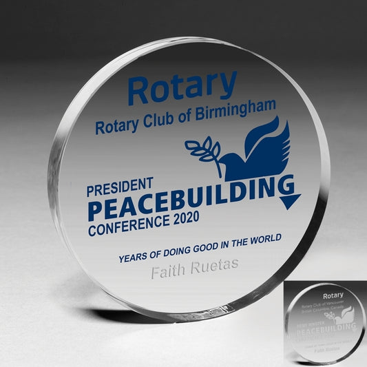 Screen Printed Acrylic Circle Paperweight (4"x 3/4")