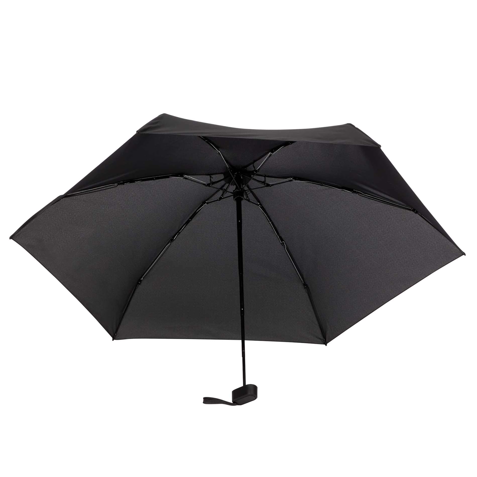 Front View of Black 37" Compact Travel Umbrella With Case