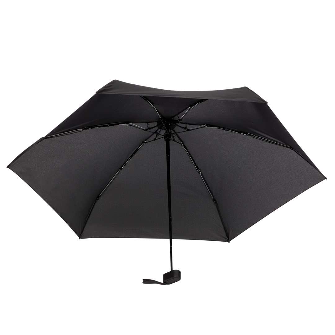 Front View of Black 37" Compact Travel Umbrella With Case