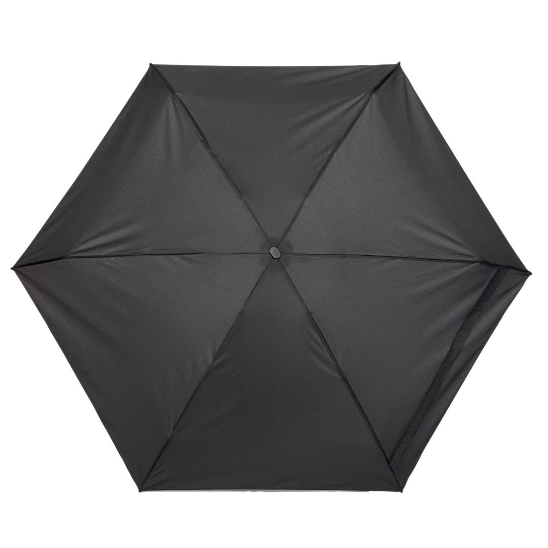 Front View of Black 37" Compact Travel Umbrella With Case