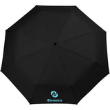 Front View of Black 46" Recycled 3-Folding Umbrella