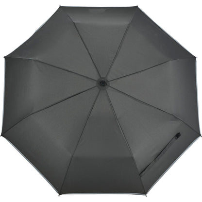 Front View of Black 48" RPET Umbrella w/ Reflective Trim
