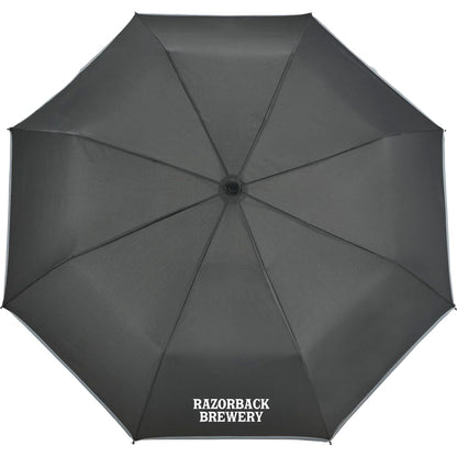 Front View of Black 48" RPET Umbrella w/ Reflective Trim