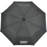 Front View of Black 48" RPET Umbrella w/ Reflective Trim
