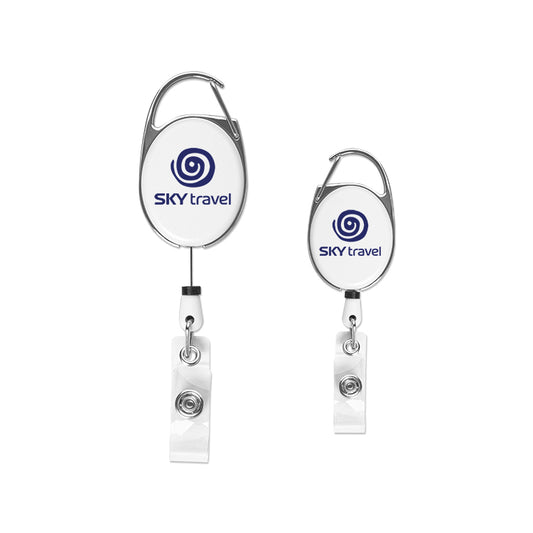 White Carabiner Clip Badge Reel