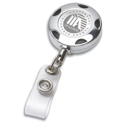 32" Cord Round Chrome Solid Metal Sport Retractable Badge Reel & Badge Holder