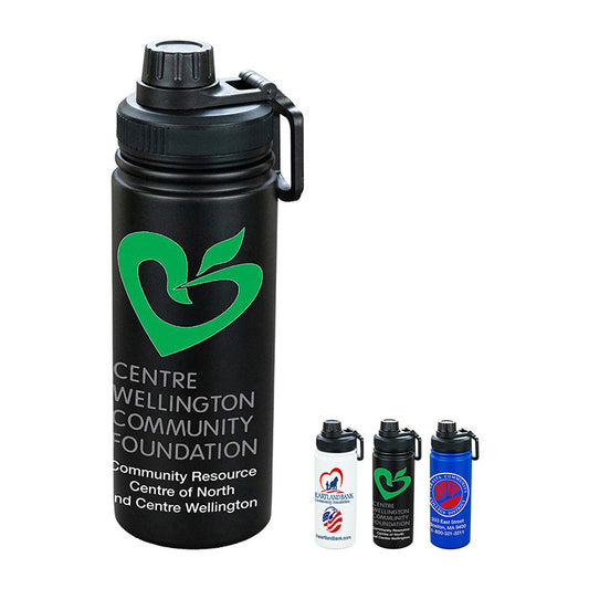 "HANA" 19 OZ Recycled RPET Powder Coated Double Wall Stainless Steel Tumbler With a Sport Lid