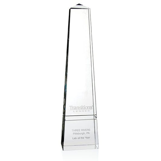 Front View of Clear JAFFA® Bristol Obelisk without Base