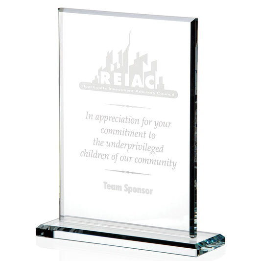 Front View of Clear JAFFA® Vertical Gem Cut Award