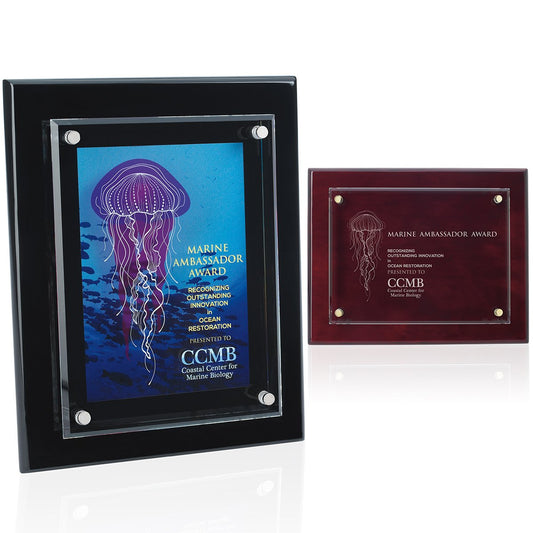 Rosewood JAFFA® Floating Glass Plaque - 8" x 10"
