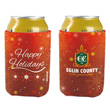 Front View of White Koozie® britePix® Holiday Can Cooler