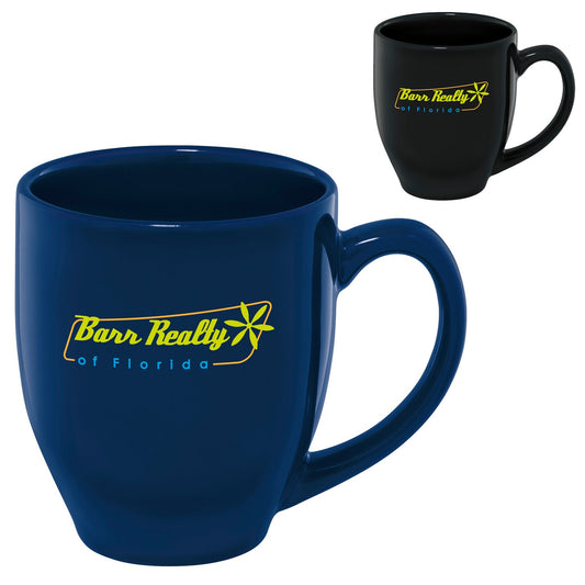 Front View of Navy Shiny Bistro Mug - 15 oz. (Colors)