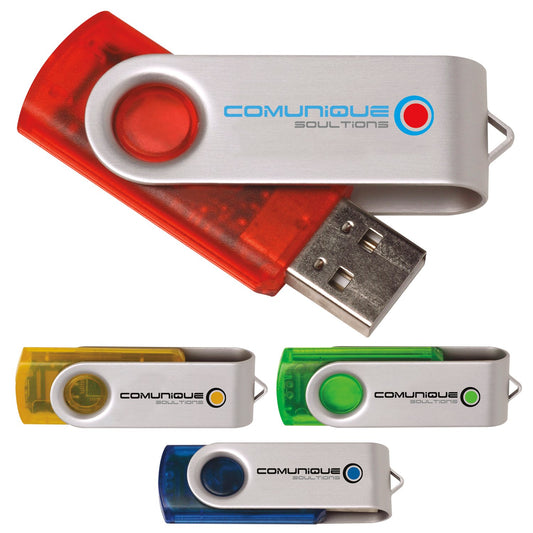 Translucent Blue Universal Source® 8 GB Translucent Folding USB 2.0 Flash Drive