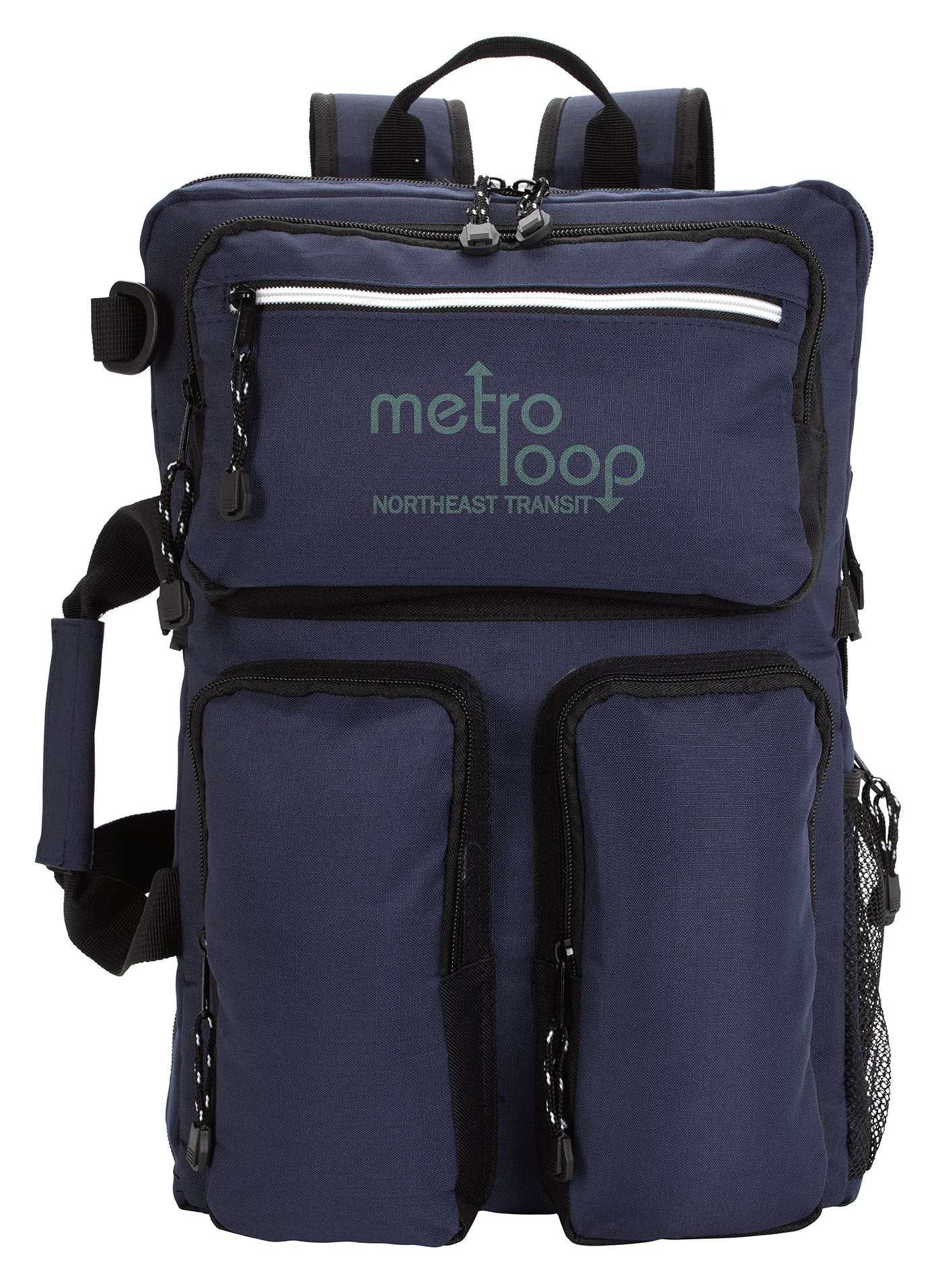 Front View of Black Atchison® Ripstop Recycled Briefcase Backpack