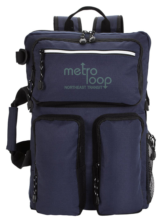 Front View of Black Atchison® Ripstop Recycled Briefcase Backpack