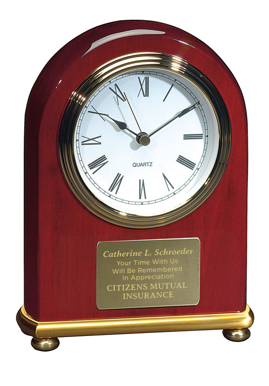 Front View of Rosewood JAFFA® Rosewood Arch Clock