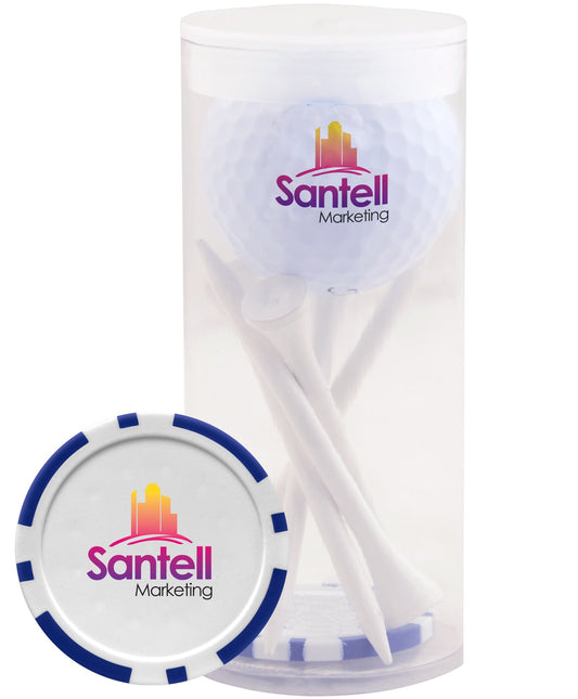 White 1-Ball 5-Tee Par Pack w/Poker Chip Ball Marker