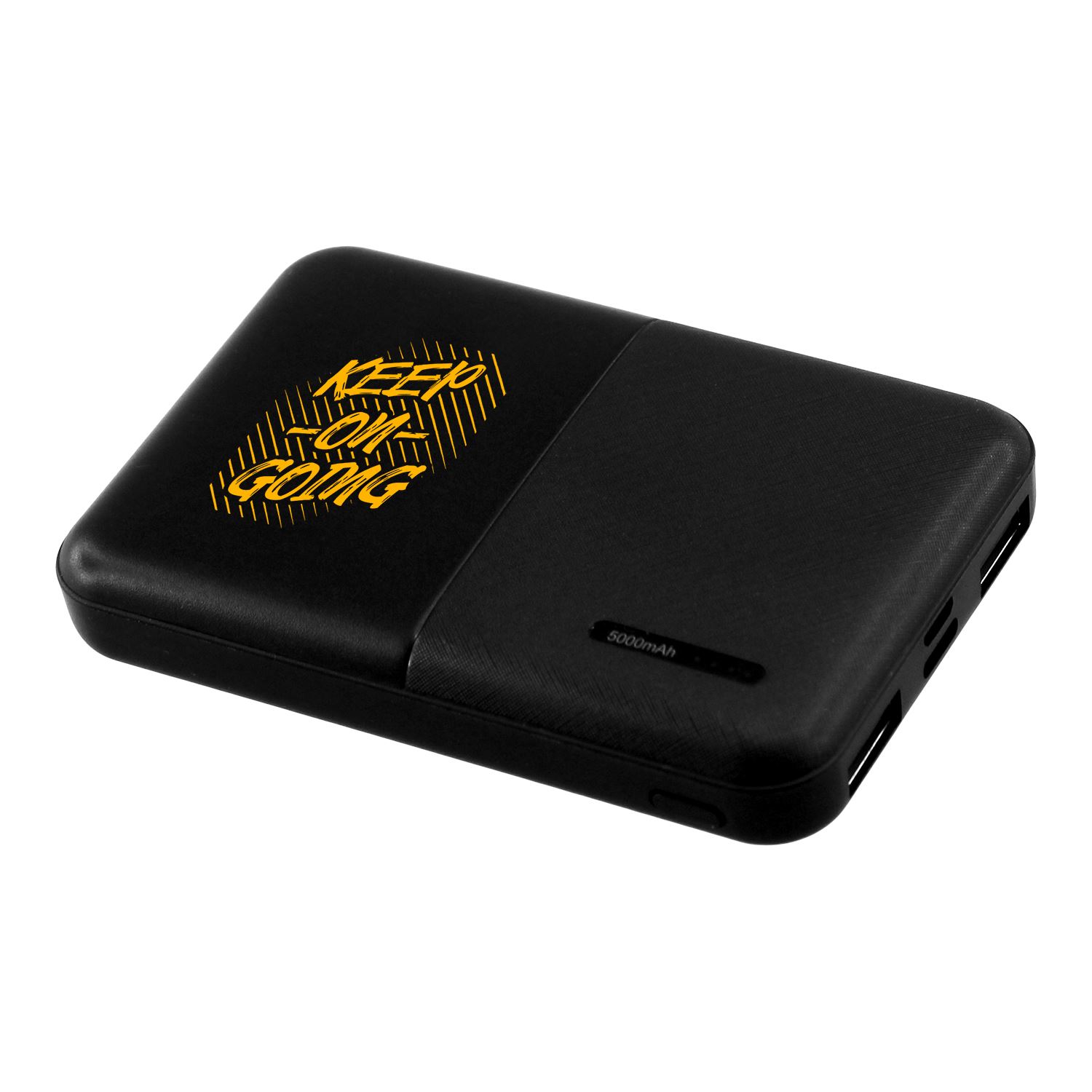 Front View of Black Universal Source® Capsule Power Bank 5000mAh