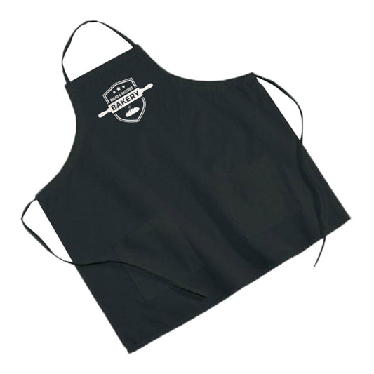 Front View of Black Colored Poly/Cotton Twill BBQ Apron