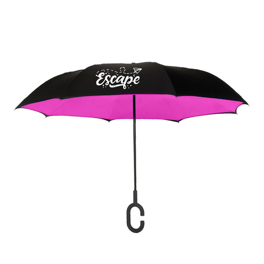 Front View of Black/Charcoal Shed Rain™ UnbelievaBrella® 48" Reverse-Close Manual Stick Umbrella (Solids)