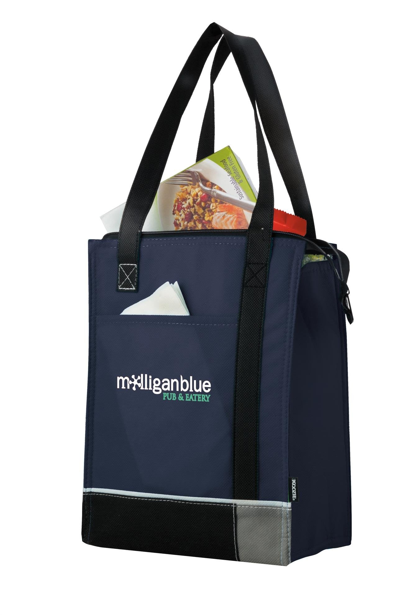 Front View of Navy Koozie® Tri-Tone Lunch Sack