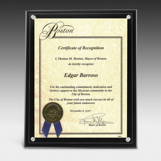 Large Certificate Holder - Clear on Black - 8" x 10" Insert